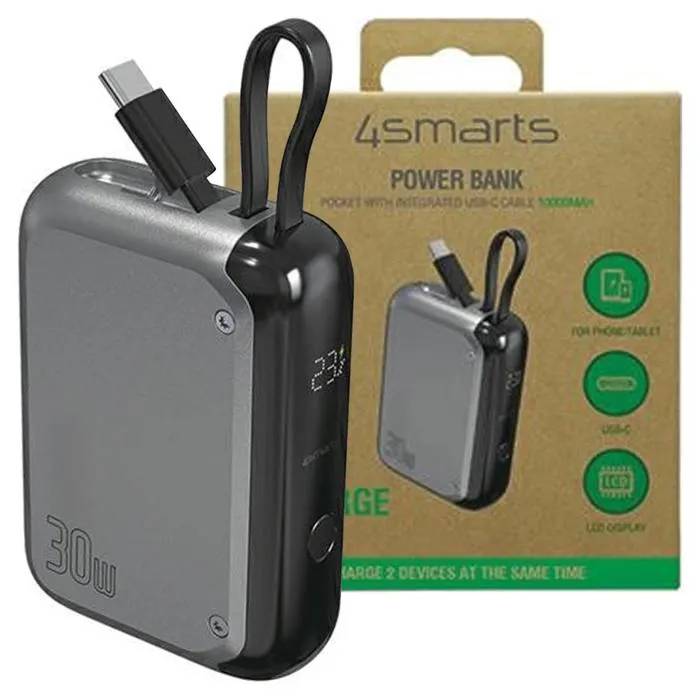 4Smarts 10,000mAh 30W Power Bank with USB-C Cable