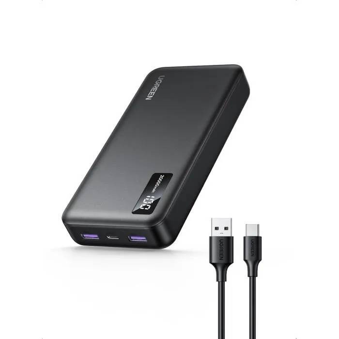 Batería externa Ugreen - 20000 mAh - 22,5 W - Carga rápida - Pantalla LED