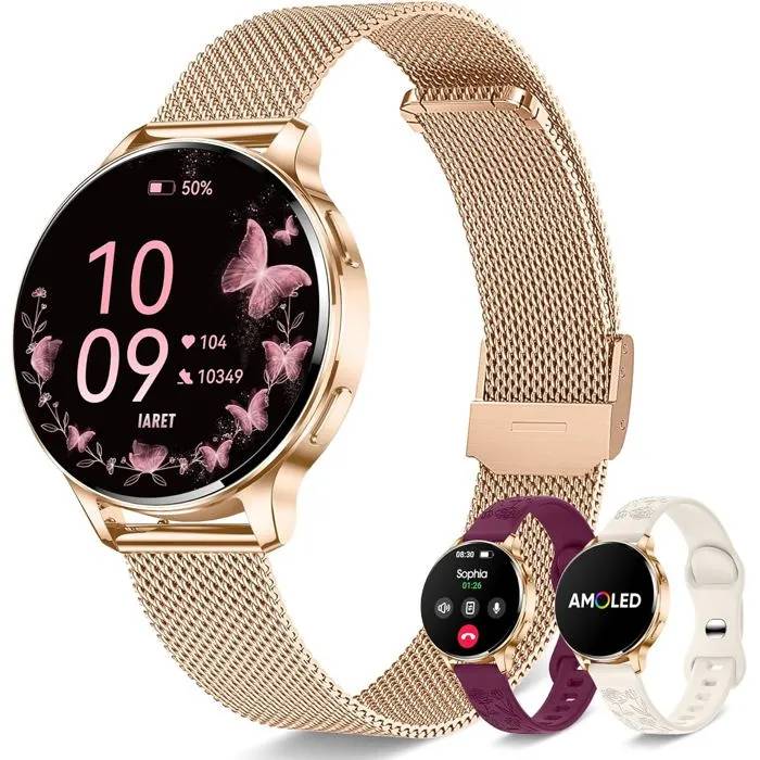 Connected Watch for Women - UNDERSCORE Iaret - 1.27" AMOLED Screen - Bluetooth Calling - 120+ Sport Modes