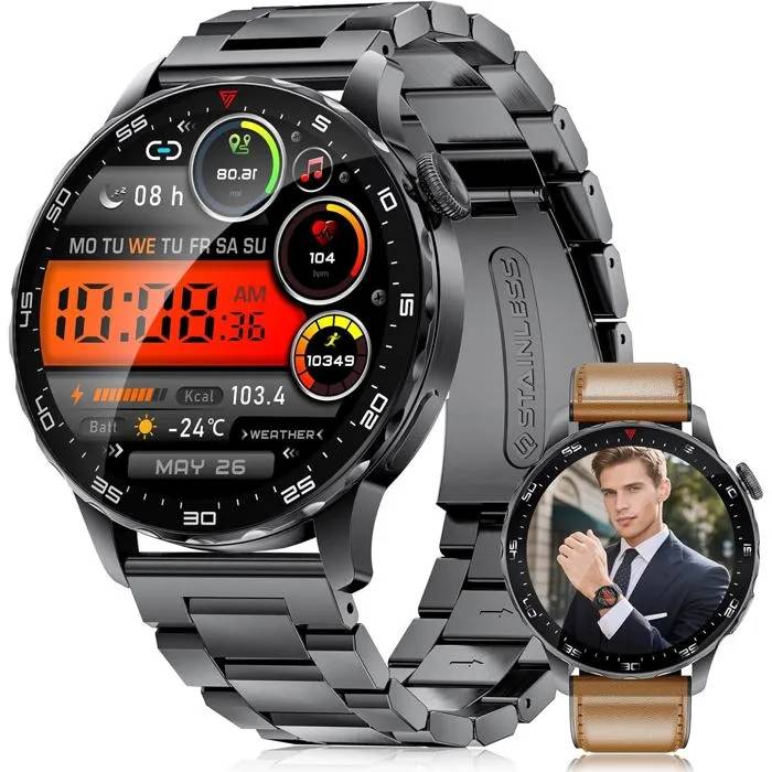 UNDERSCORE Men's Smartwatch 1.43" AMOLED, 730mAh, 100+ Sports, Heart Rate & Sleep Monitoring 24/7, Compatible with Android iOS