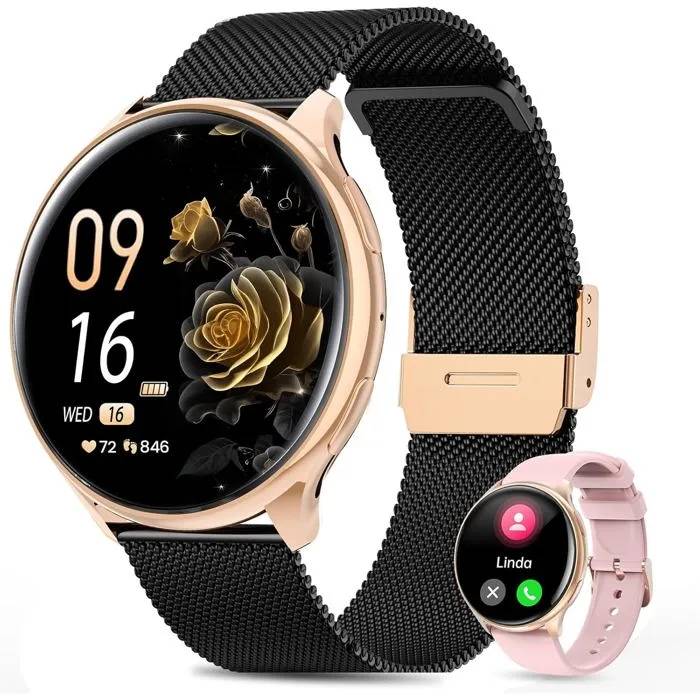 RifePhi Women's Smartwatch 1.39'' HD, Calls, Menstrual Tracking, Heart Rate, SpO2, 120+ Sports, Android iOS