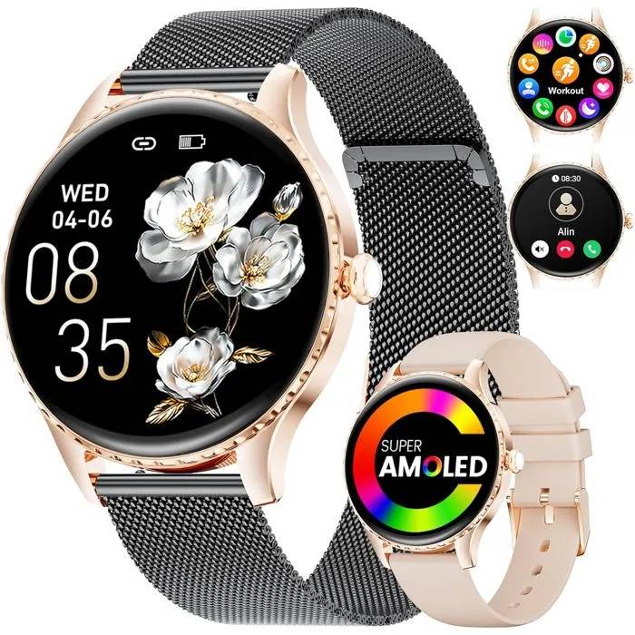 UNDERSCORE Women's Smartwatch - Bluetooth AMOLED 1.32" Screen, 100+ Sports, Health Tracking, IP68 Waterproof, Android/iOS