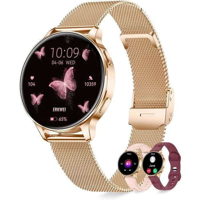 UNDERSCORE Women's Round AMOLED Smartwatch 41mm with Bluetooth Calling, 3 Bands, Pedometer, Heart Rate, 110+ Sports Modes