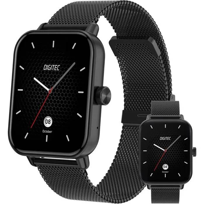 Connected Watch - UNDERSCORE Square - Black - Milanais Bracelet - Health Tracking & Bluetooth Calls