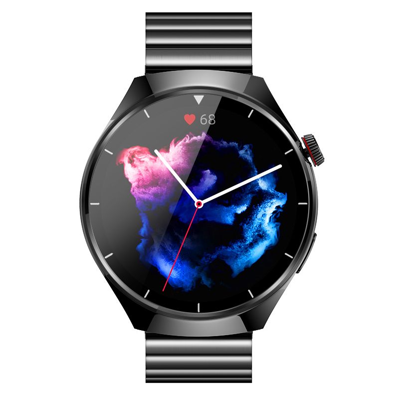Connected Watch, Bluetooth Calls, Heart Rate and Blood Pressure Monitor, Black + Steel Black