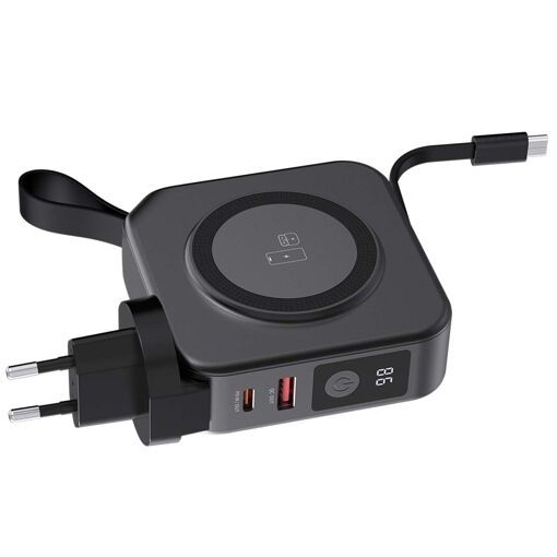 Batería portátil inalámbrica Magnética Magsafe 10000mAh con cargador de viaje 20W - Negro