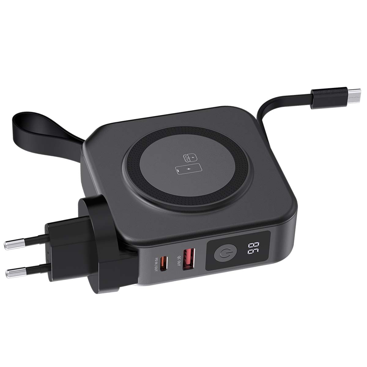 Magnetic Wireless Power Bank Magsafe 10000mAh with Travel Charger 20W - Black