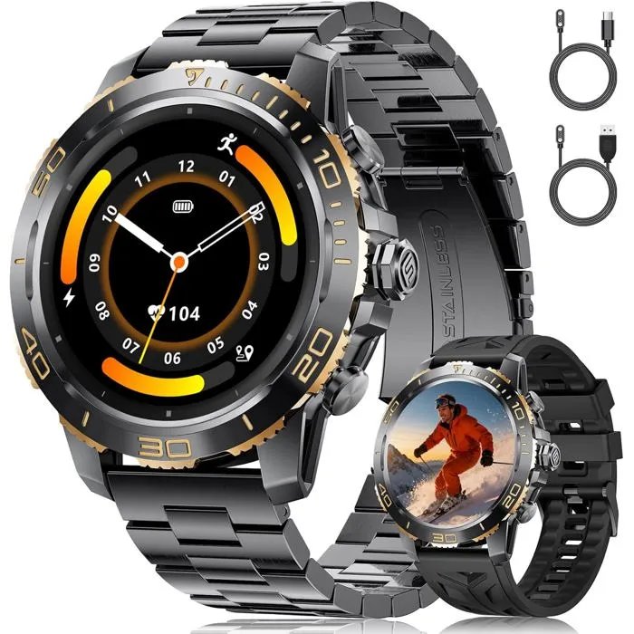 UNDERSCORE Men's Smartwatch 1.43'' AMOLED, 800mAh, Bluetooth, 200+ Sports, IP68 Waterproof