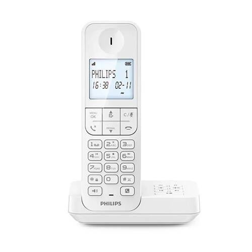 Philips D2751W Solo White Corded Landline Phone with Answering Machine