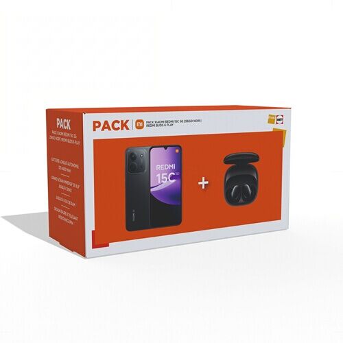 Smartphone Xiaomi Pack Redmi 15C 6,9” 5G Double nano SIM 256 Go Midnight Black + Redmi Buds 6 Play Noir
