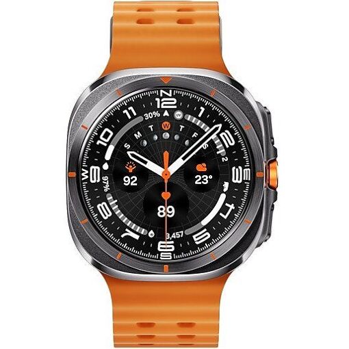 Samsung Galaxy Watch Ultra - 47mm - Titanium Grey - Marine Strap - Rubber - Orange - S/M/L Bracelet Size - 1.5" Display - 64GB - LTE, NFC