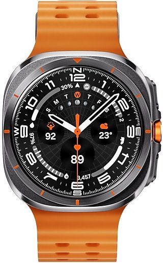 Samsung Galaxy Watch Ultra - 47mm - Titanium Grey - Marine Strap - Rubber - Orange - S/M/L Bracelet Size - 1.5" Display - 64GB - LTE, NFC