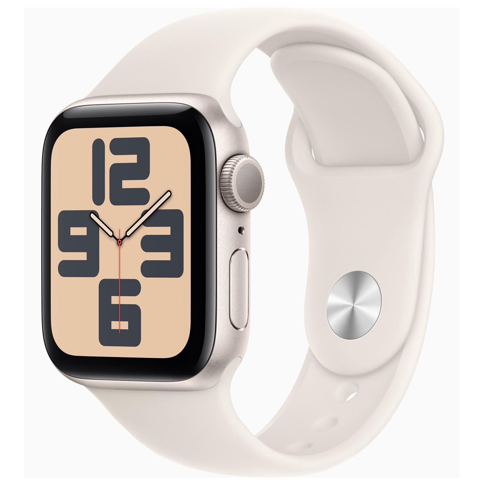 Apple Watch SE (GPS) - 2nd Gen - 40mm - Stainless Steel - Sport Band - Fluoroelastomer - S/M Strap Size - 32GB - Wi-Fi 4, Bluetooth