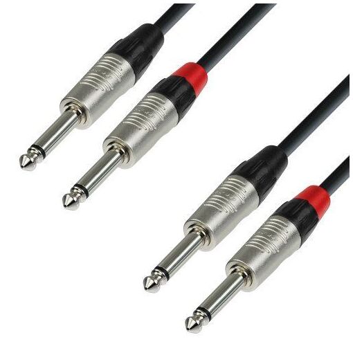 Adaptec 4 Star Audio Cable, 2 x 6.35mm Mono Jack to 2 x 6.35mm Mono Jack, 6m