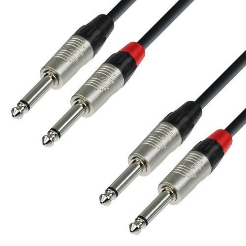 Adaptec 4 Star Audio Cable, 2 x 6.35mm Mono Jack to 2 x 6.35mm Mono Jack, 6m