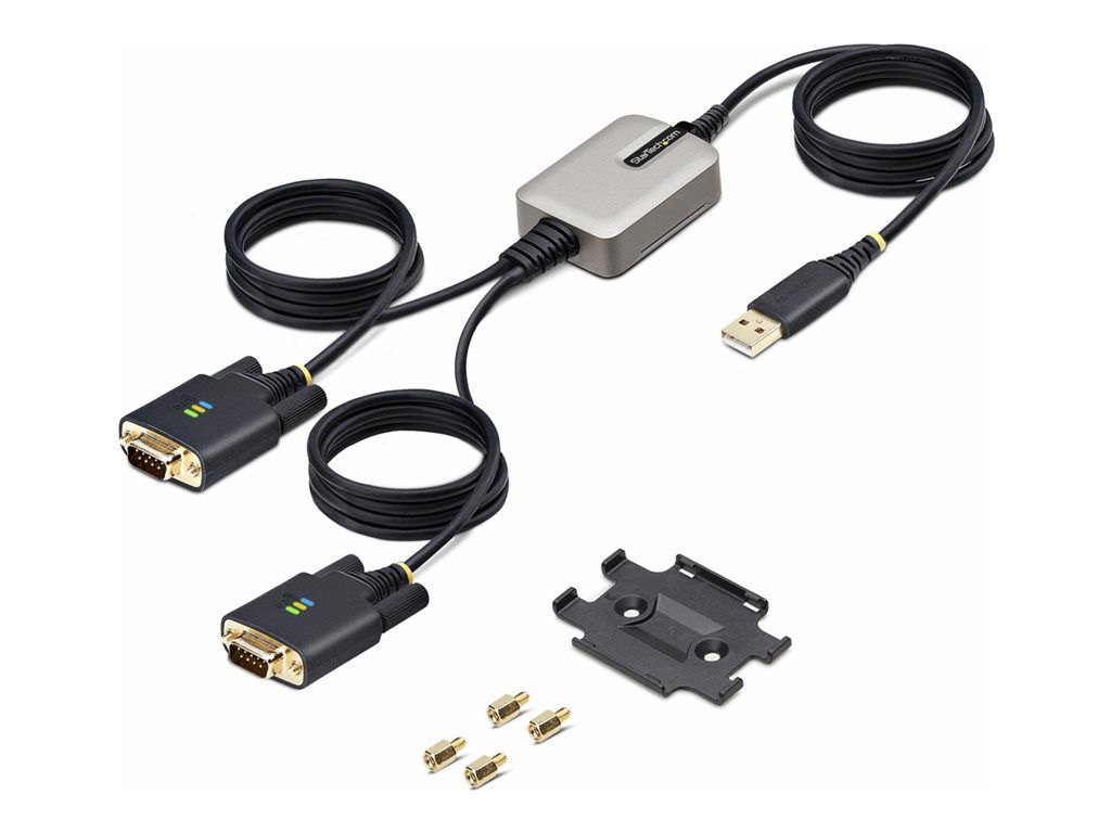 StarTech.com 2-Port 4m USB to Serial Adapter FTDI/DB9 RS232 - USB/Serial Cable - USB (M) to DB-9 (M) Locking - 4m - Black
