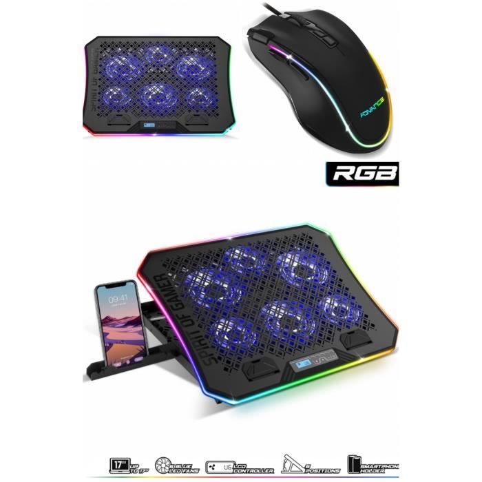 Spirit Of Gamer Air Stream Cooler - 6 LED Fans, 1200 RPM, Smartphone & Gaming Mouse Stand