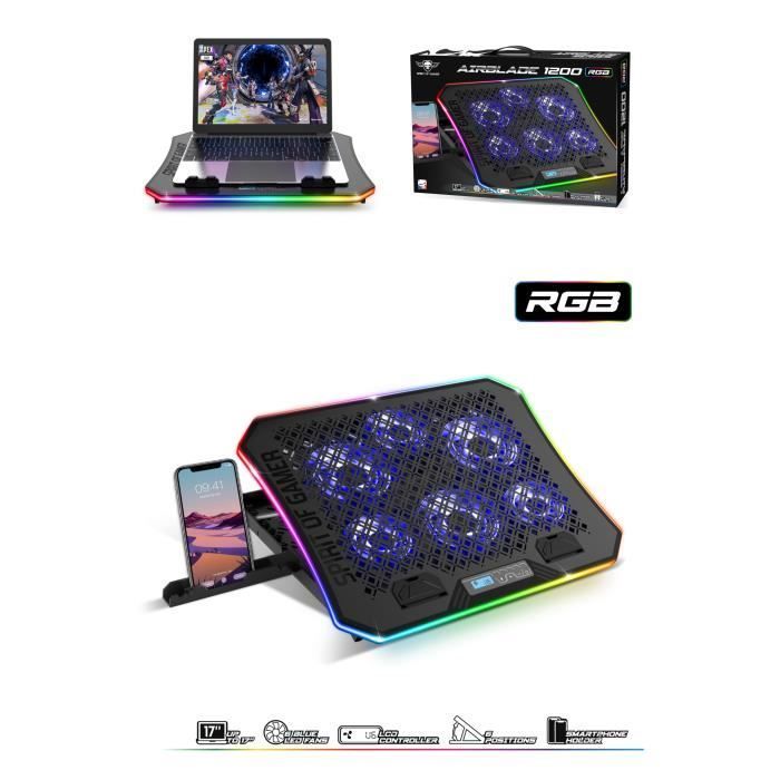 AirBlade Cooling Fan - For 17" Laptop - 6 Blue LED Fans - Phone Holder