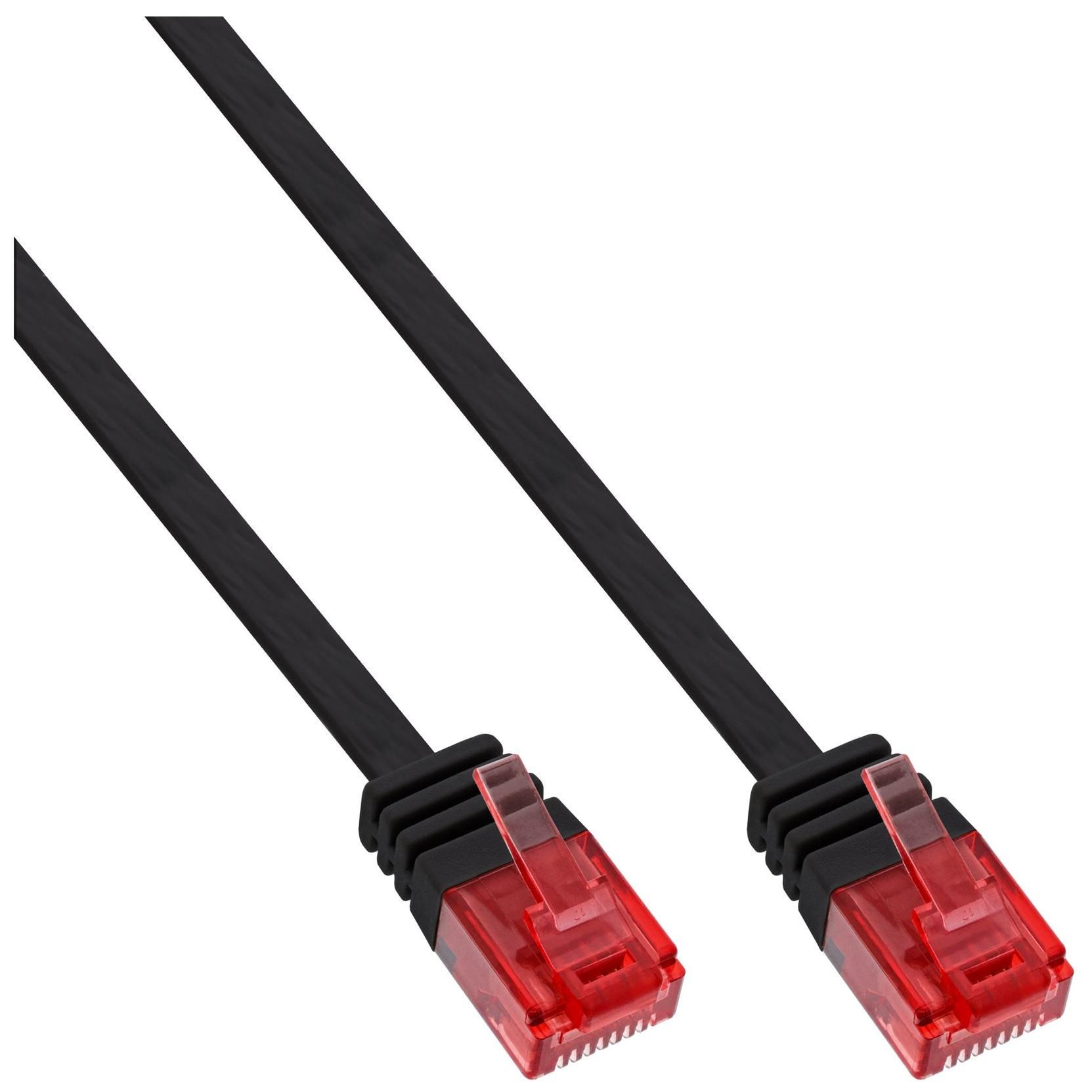 INTOS ELECTRONIC CAT 6 Flat Cable, 2m, RJ-45 (M) to RJ-45 (M), UTP, Black