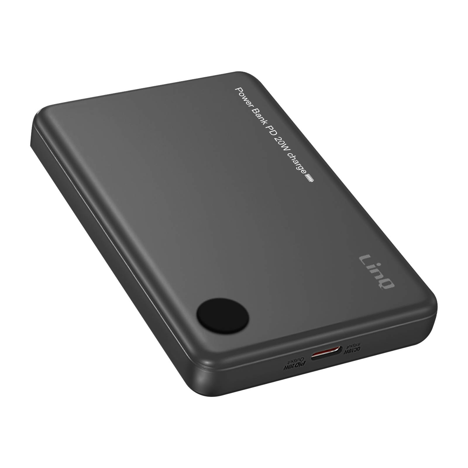 LinQ 15000mAh USB-C Power Delivery 20W Wireless Charging Power Bank, Black