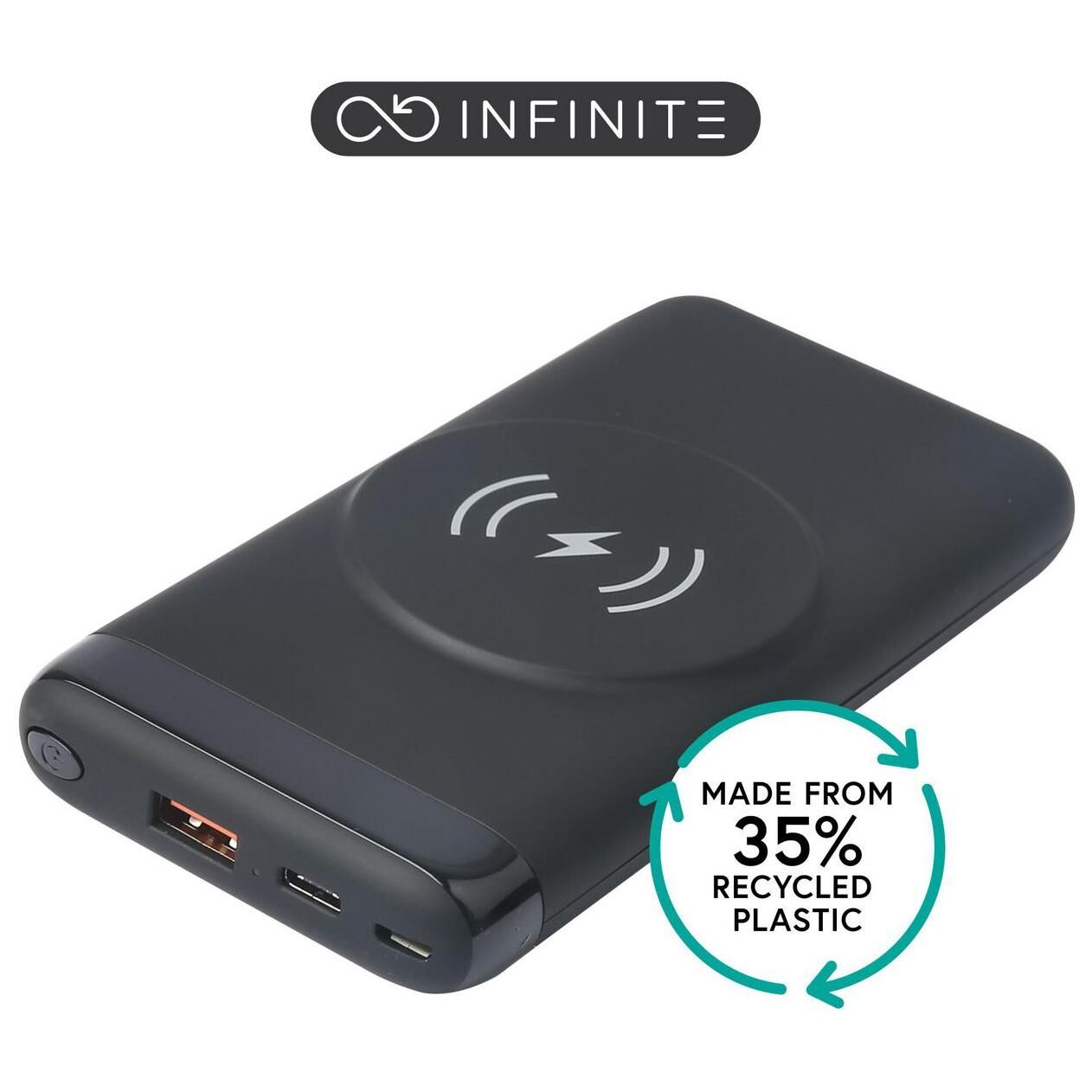 eSTUFF LiPo Battery Pack 10,000mAh Wireless Charging Black