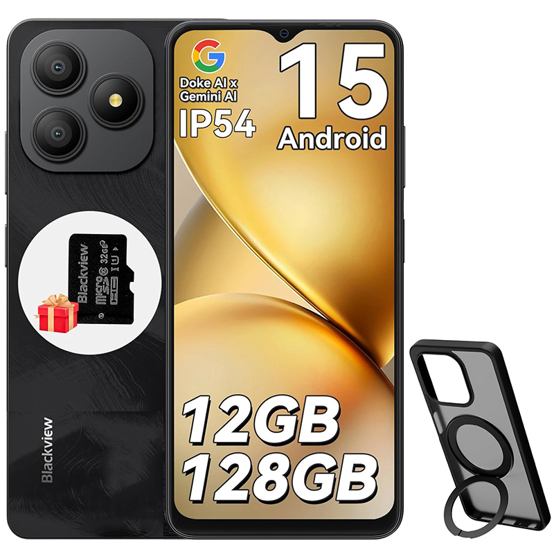 Blackview WAVE 9C 6.56" 12GB+128GB 13MP+8MP 5000mAh Android 15 Smartphone - Black