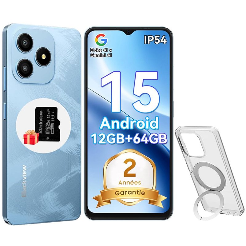 Blackview WAVE 9C - 6.56" Smartphone, 12GB RAM + 64GB ROM, 13MP+8MP Cameras, 5000mAh Battery, Android 15