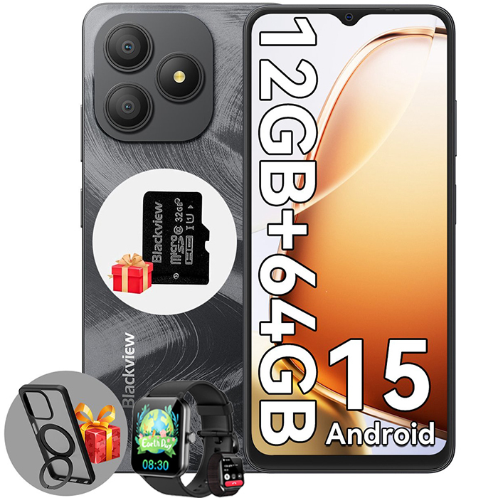 Blackview WAVE 9C - 6.56" Smartphone, 12GB RAM + 64GB ROM, 5000mAh Battery, 13MP Camera, Android 15