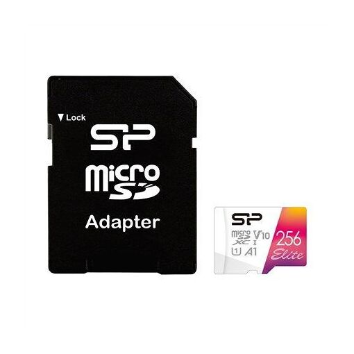 Silicon Power Elite Flash Memory Card - 256GB (SD Adapter Included) - A1 / V10 Video Class / UHS-I U1 / Class 10 - microSDXC UHS-I
