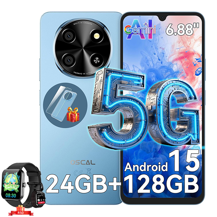 OSCAL Tiger 5G Phone - 6.88" 24GB+128GB/SD 2TB 5000mAh AI Smartphone