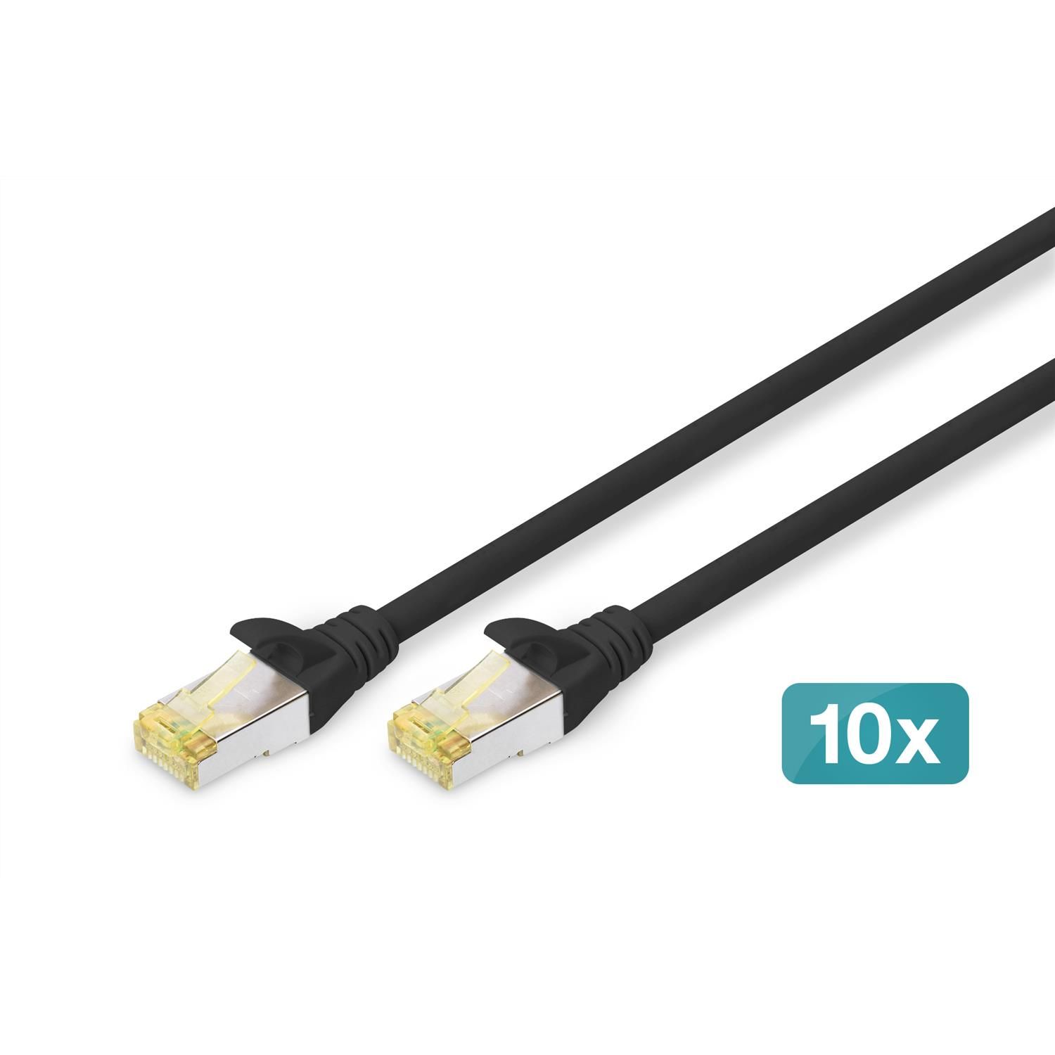 Digitus Cat.6A S/FTP Patch Cable, 0.25m, Black (Pack of 10)