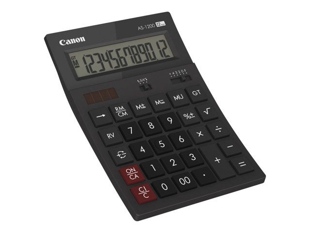 Canon AS-1200 Solar-Powered Calculator - 12-Digit Desktop Calculator - Gray