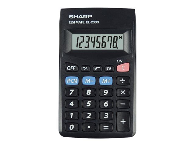 Sharp Pocket Calculator EL-233S - 8-Digit - Battery Powered - Black
