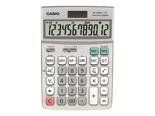 Casio DF-120ECO Desktop Calculator - 12-Digit Solar & Battery Powered