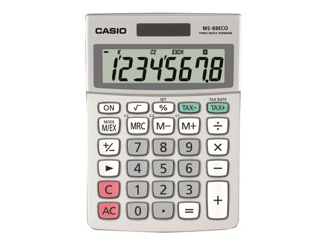 Casio MS-88ECO Desk Calculator - 8-Digit Solar Power