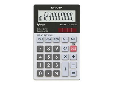 Sharp Solar-Powered Pocket Calculator EL-W211GGY - 10-Digit