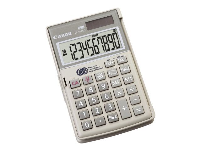Canon LS-10TEG Pocket Calculator - 10-Digit Solar & Battery Powered - Artistic Grey