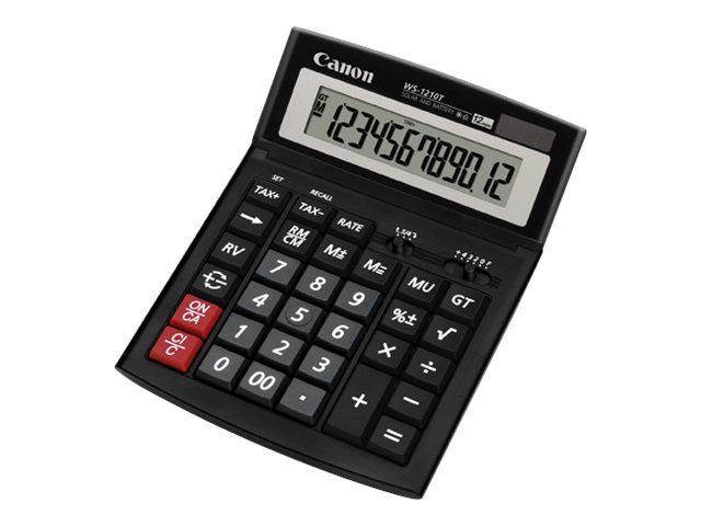 Canon WS-1210T Desktop Calculator - 12-Digit Solar and Battery Power - Black