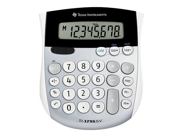 Texas Instruments TI-1795 SV Desktop Calculator - 8-Digit Display, Solar Panel and Battery Power