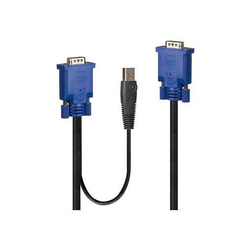 Cable Lindy KVM USB de 2 metros, HD-15 (VGA) a HD-15 (VGA), compatible con WUXGA (1920x1200) a 60Hz, negro