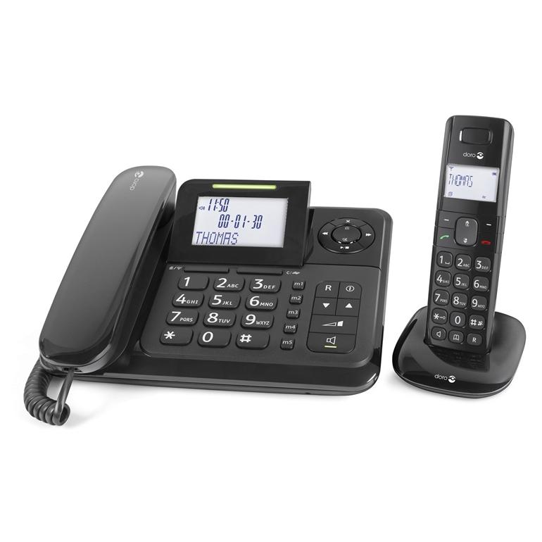 Doro Comfort 4005 Phone (Analog/DECT) - Caller ID, Black