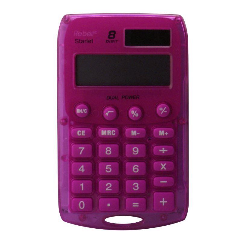 Rebel 8-Digit Pocket Calculator (Solar/Battery Powered)