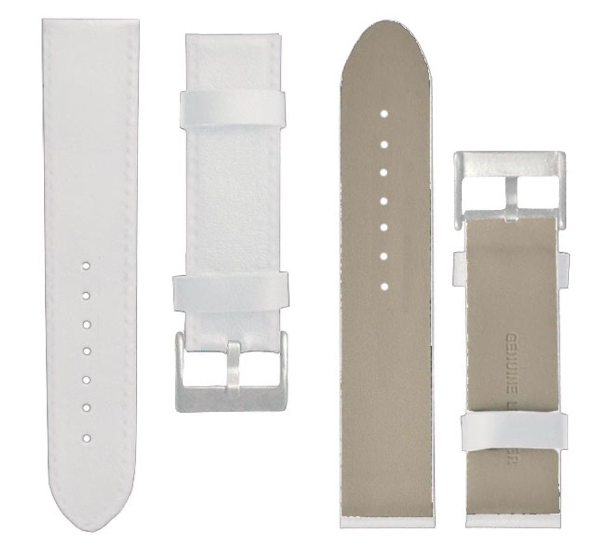 Pedea Leather Watch Strap, 22mm, White; Compatible with Pebble, Time Smart Watch, Time Steel, Urbane Watch, ZenWatch 2