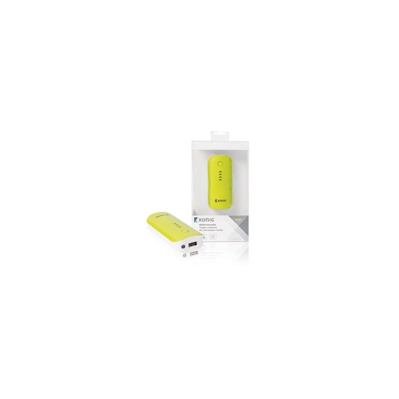 Batería externa König Li-ion 4400 mAh - 1 A - 1 Conector de salida - Cable Micro USB - Blanco/Verde