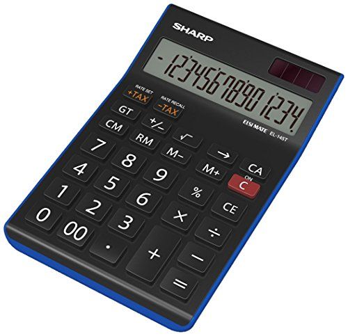 Sharp 14-Digit Calculator with Tax Calculation, Black/Blue