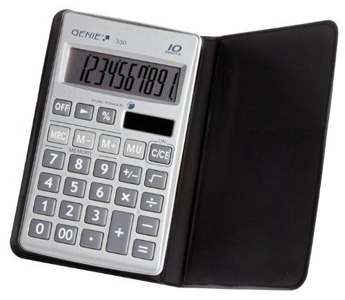 Genie 10-Digit Solar Calculator with Case