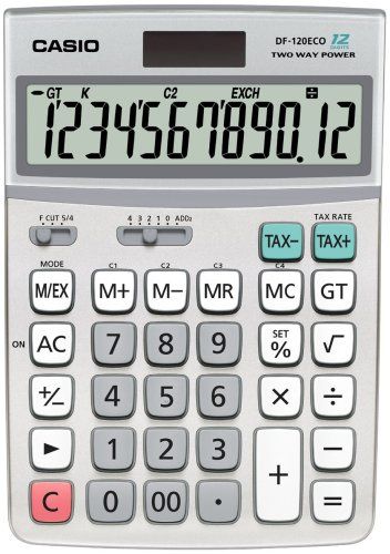 Casio Pocket Calculator DF-120ECO-W-EH, Grey