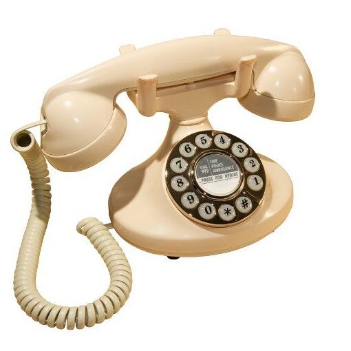 Téléphone filaire classique Protelx style rétro (GPO Pearl, Ivoire)
