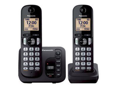 Panasonic KX-TGC222 - Cordless Phone with Answering Machine - DECTGAP 3-Way Conference - Black + Additional Handset