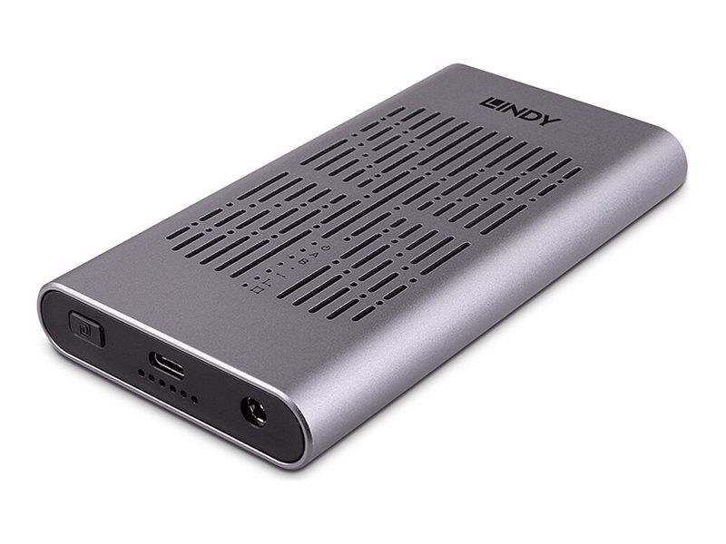 Lindy External Enclosure - Cloning Function - M.2 - M.2 NVMe Card / PCIe (NVMe) - USB 3.2 (Gen 2x2) - Silver